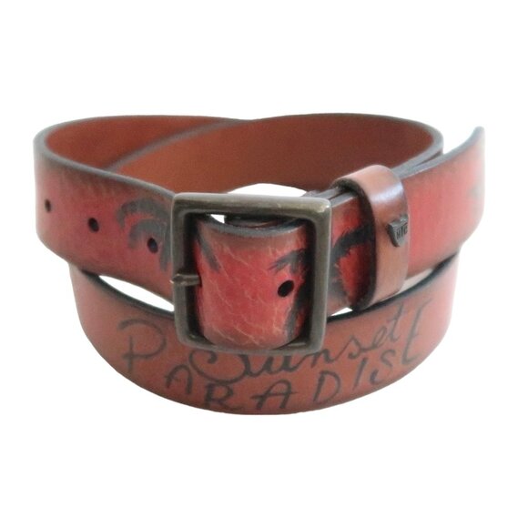 HTC HOLLYWOOD TRADING COMPANY Paradise print leather Belt sz 36 NWT - Picture 4 of 10
